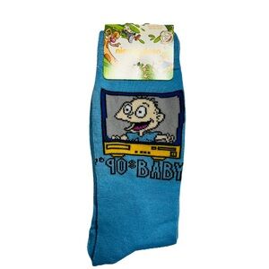 Rugrats Tommy Pickles "90s Baby" Blue Novelty Crew socks Unisex Size 6-13 NWT